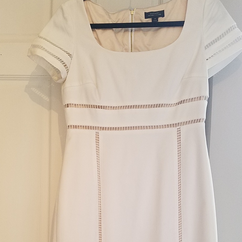 White square neck dresd
